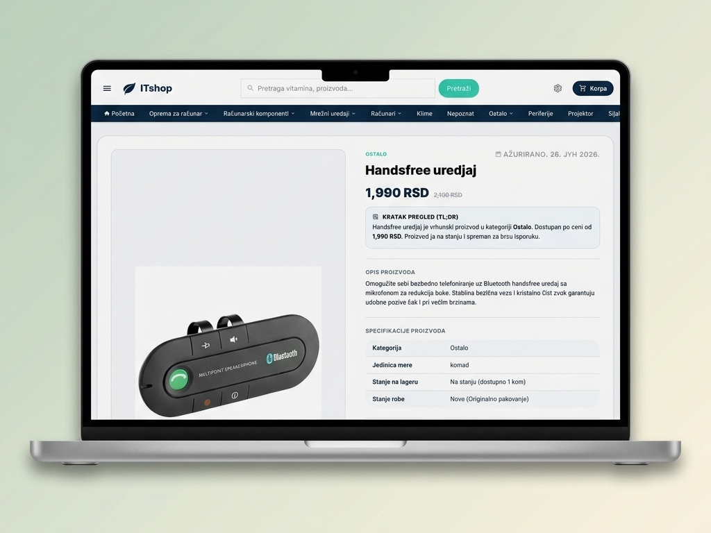 Stranica proizvoda sa AI-generisanim opisom i detaljnim specifikacijama